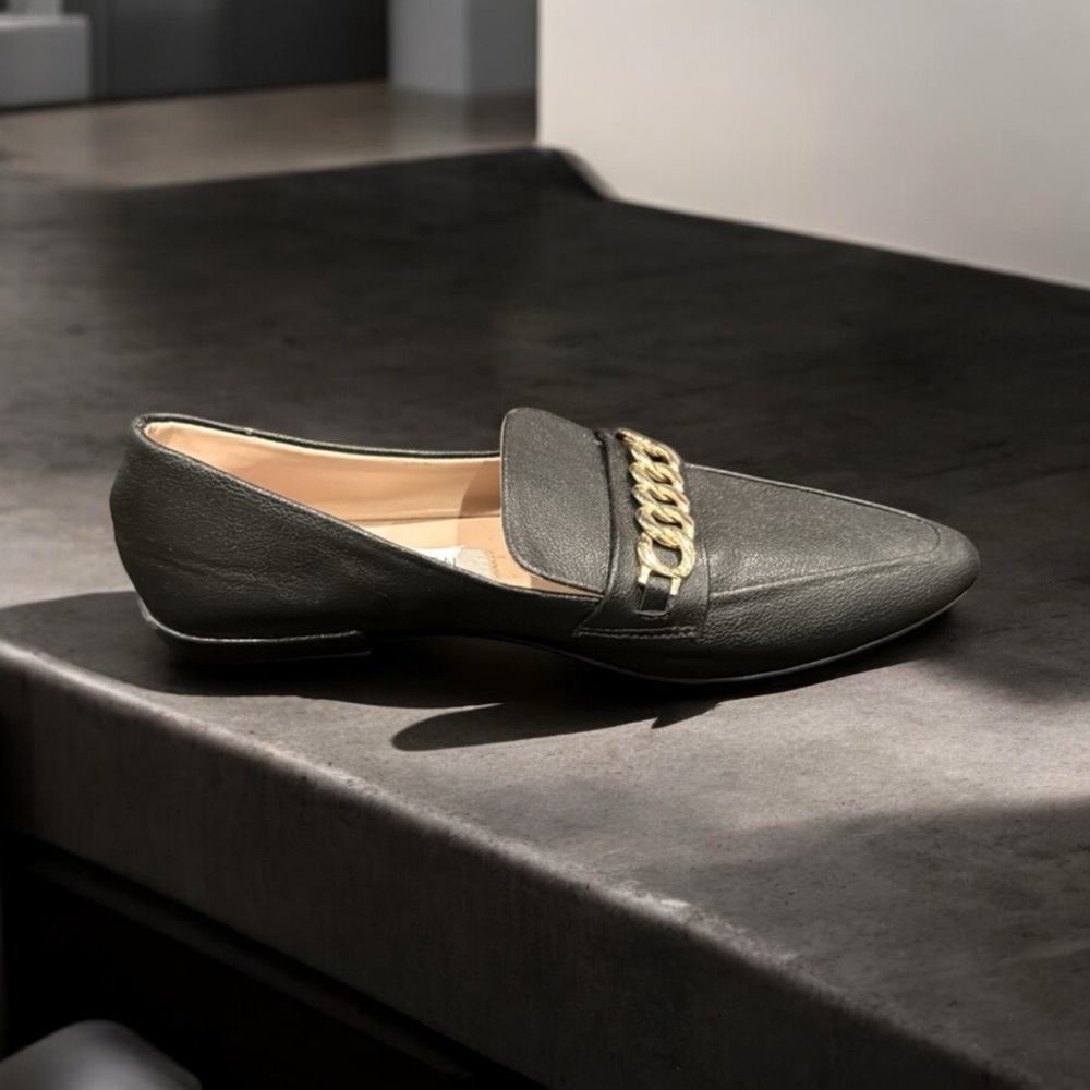 NEW Steven by Steve Madden Black Gold Chain Loafers